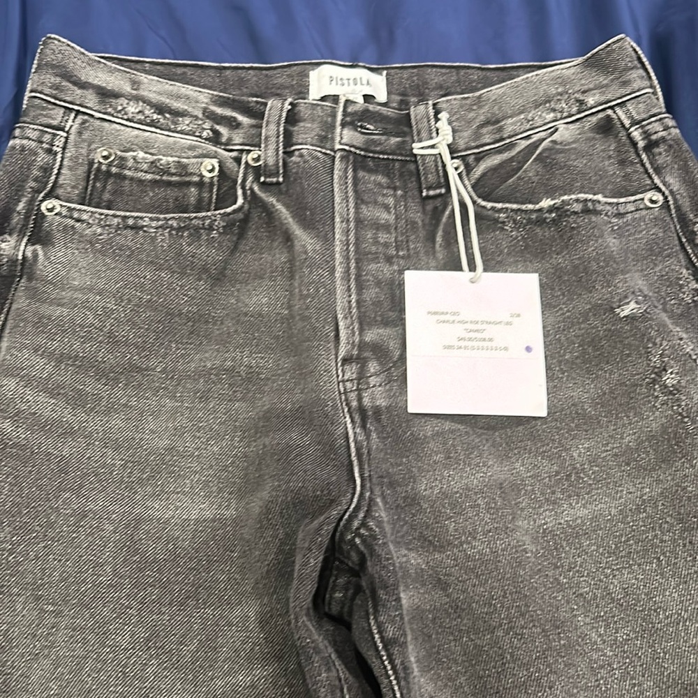 Pistola Women's Charlie High Rise Straight Jeans Size 27 Cameo Black Wash